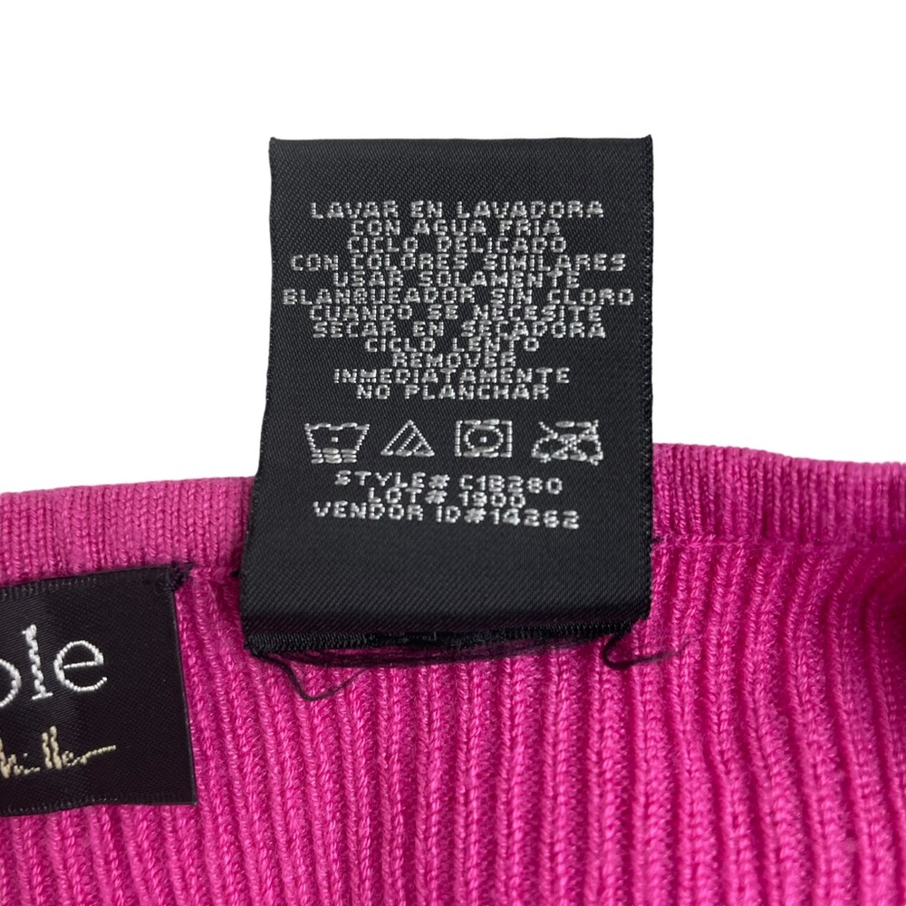 Nicole Miller Womens Ribbed Pullover Sweater Fuschia Pink Ruffled Cuffs. New - Picture 6 of 9